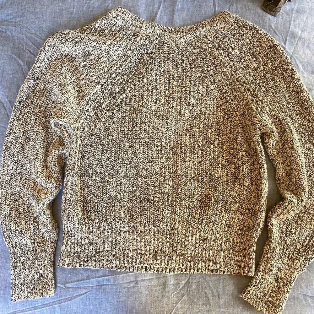 Womens Long Sleeve Black and White Cotton Sweater - xsmall